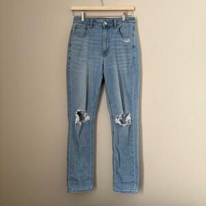 2/$10 American Eagle Outfitters Light Blue Ripped Straight Leg Jeans